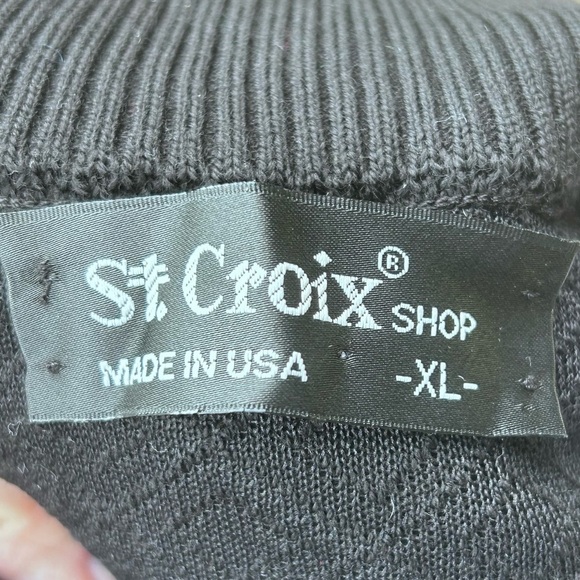 ST. CROIX Men's Full Zip Cardigan Quilted Black Sweater Vest Wool Blend Size XL - Picture 4 of 8